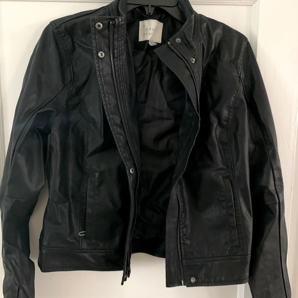 Black Faux Leather Moto Jacket